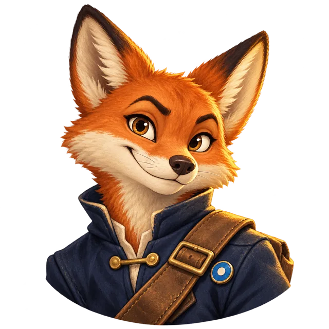 Pip, a quick-talking fox courier with a messenger satchel, at Coastal Terrace
